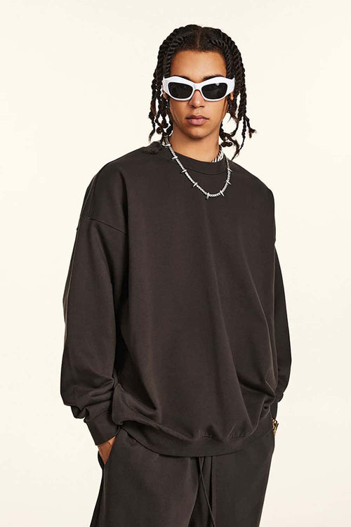 Heavyweight Drop-Shoulder Sweatshirt - Dark Brown
