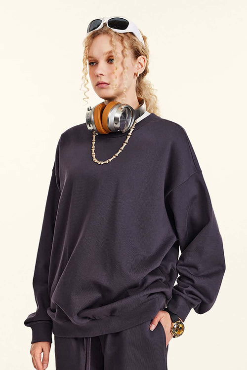 Heavyweight Drop-Shoulder Sweatshirt - Plum Purple