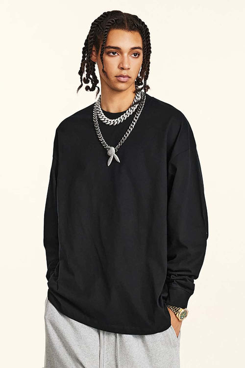 Washed Vintage Long-Sleeve Tee - Black
