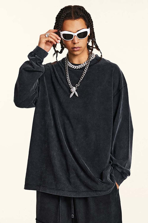Washed Vintage Long-Sleeve Tee - Fried Snowflakes