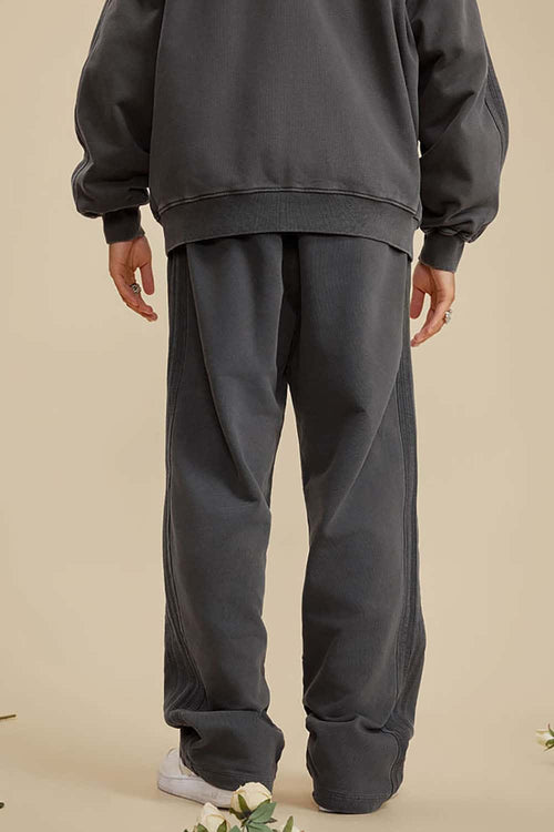 Ultra-Heavyweight Washed Straight-Leg Sweatpants - Dark Gray