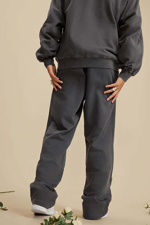 Ultra-Heavyweight Washed Straight-Leg Sweatpants - Dark Gray