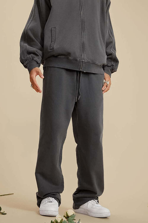 Ultra-Heavyweight Washed Straight-Leg Sweatpants - Dark Gray
