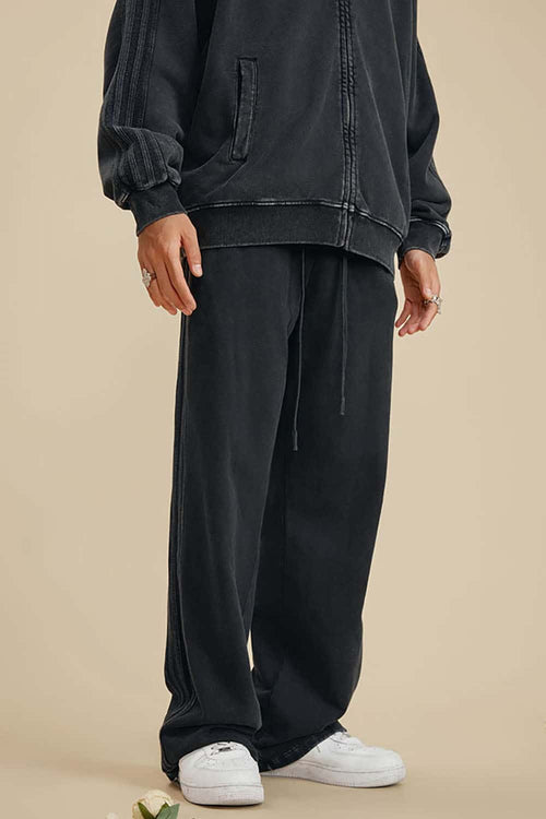 Ultra-Heavyweight Washed Straight-Leg Sweatpants - Fried Snowflakes