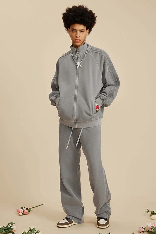 Ultra-Heavyweight Washed Straight-Leg Sweatpants - Medium Gray