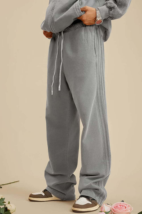 Ultra-Heavyweight Washed Straight-Leg Sweatpants - Medium Gray