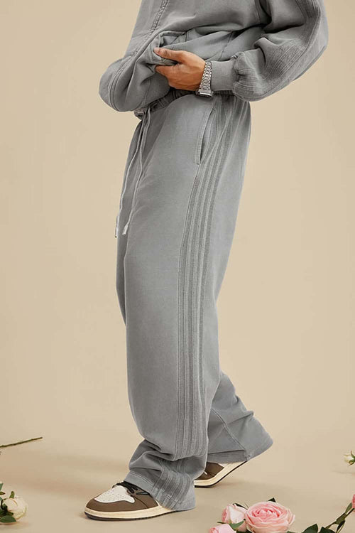 Ultra-Heavyweight Washed Straight-Leg Sweatpants - Medium Gray
