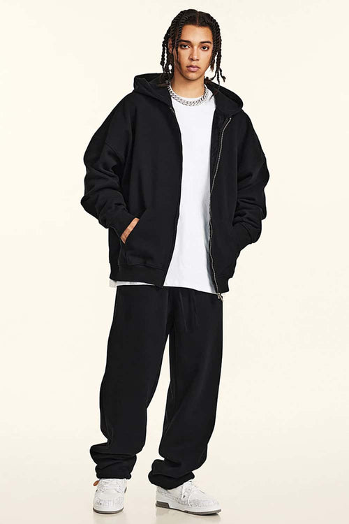 Heavyweight Fleece Full-Zip Hoodie - Black