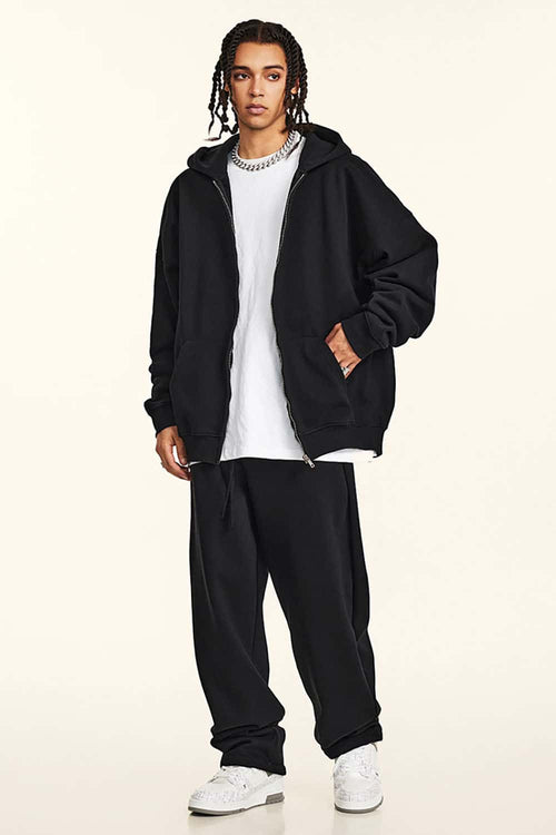Heavyweight Fleece Full-Zip Hoodie - Black