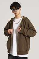 Heavyweight Fleece Full-Zip Hoodie - Brown