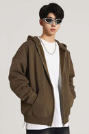 Heavyweight Fleece Full-Zip Hoodie - Brown