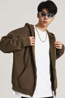 Heavyweight Fleece Full-Zip Hoodie - Brown