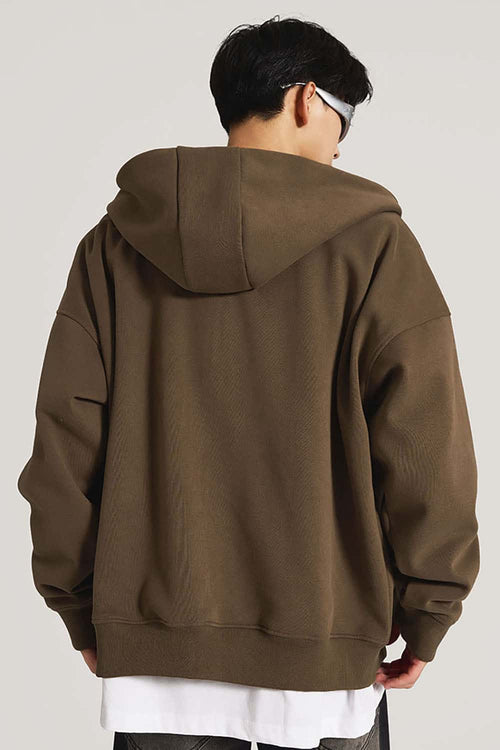 Heavyweight Fleece Full-Zip Hoodie - Brown