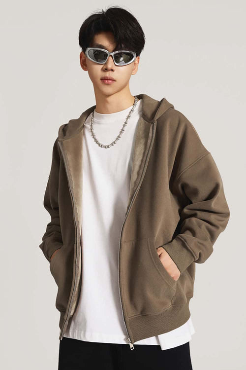 Heavyweight Fleece Full-Zip Hoodie - Camel