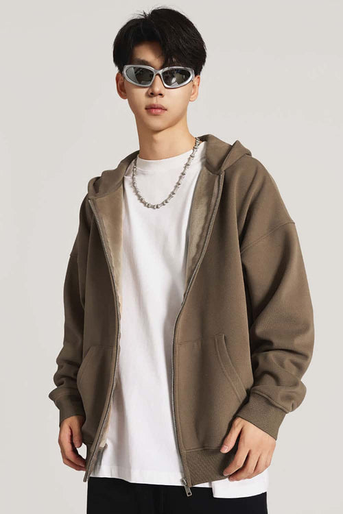 Heavyweight Fleece Full-Zip Hoodie - Camel