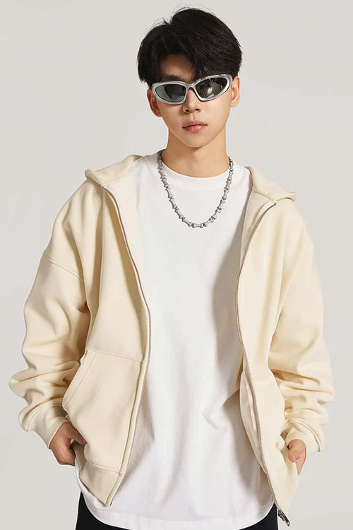 Heavyweight Fleece Full-Zip Hoodie - Cream Apricot