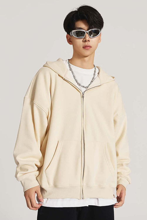 Heavyweight Fleece Full-Zip Hoodie - Cream Apricot