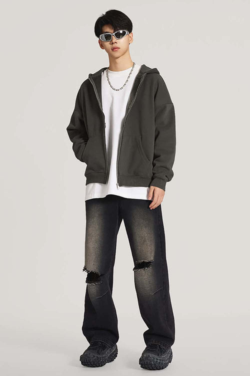 Heavyweight Fleece Full-Zip Hoodie - Dark Gray