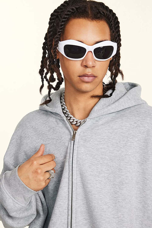 Heavyweight Fleece Full-Zip Hoodie - Flower Gray