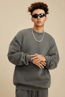 Washed Fleece Mock-Neck Sweatshirt - Coffee