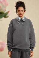 Washed Fleece Mock-Neck Sweatshirt - Dark Gray