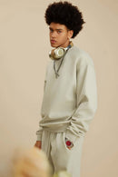 Washed Fleece Mock-Neck Sweatshirt - Gray Apricot