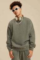 Washed Fleece Mock-Neck Sweatshirt - Grayish Green