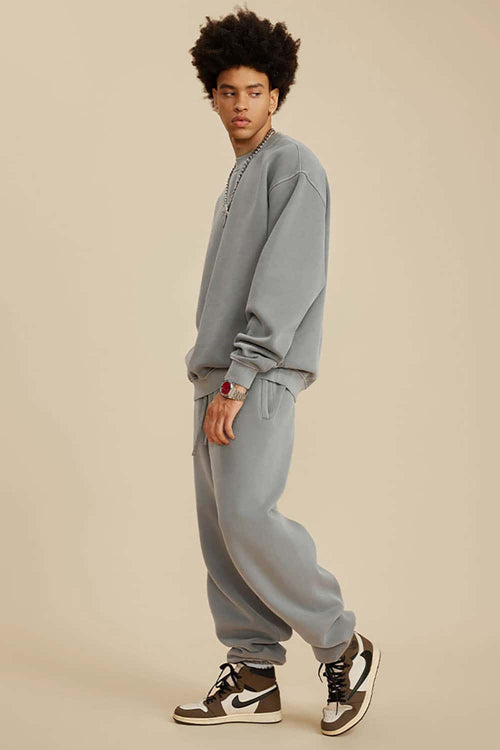Washed Fleece Mock-Neck Sweatshirt - Medium Gray