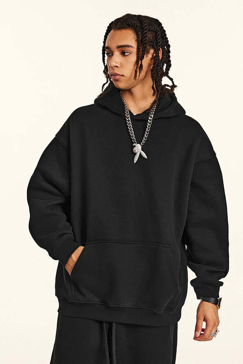 Vintage Relaxed Streetwear Hoodie - Black