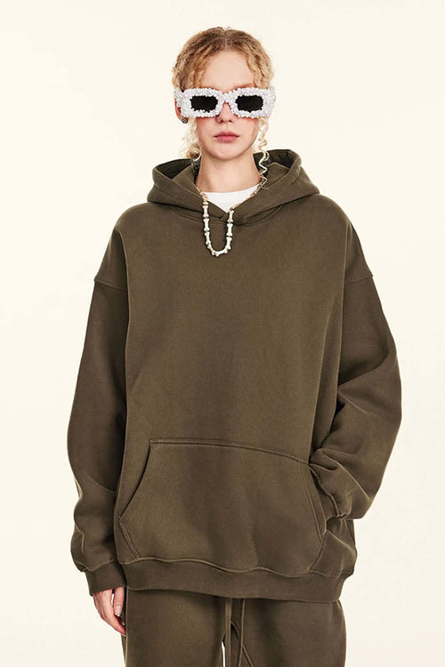 Vintage Relaxed Streetwear Hoodie - Brown