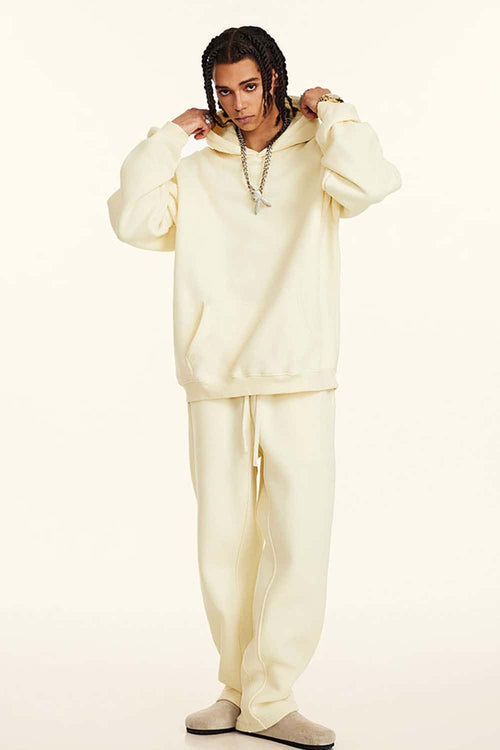 Vintage Relaxed Streetwear Hoodie - Cream Apricot