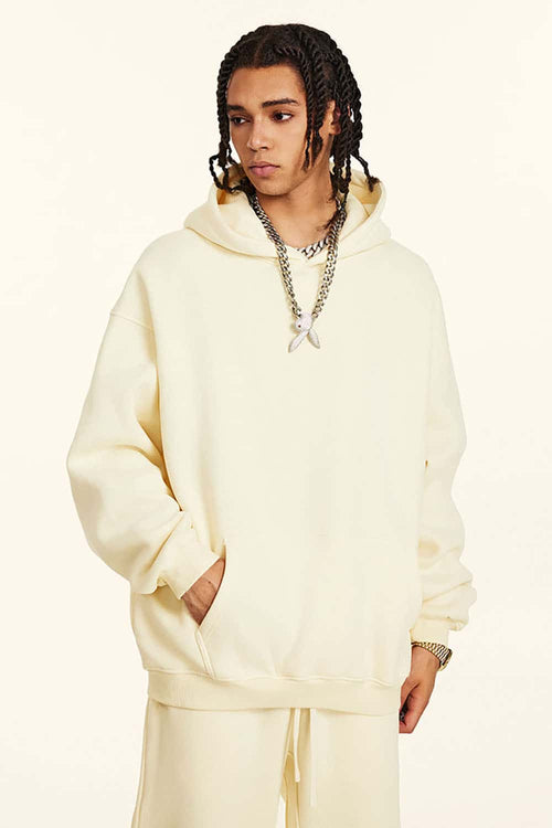 Vintage Relaxed Streetwear Hoodie - Cream Apricot