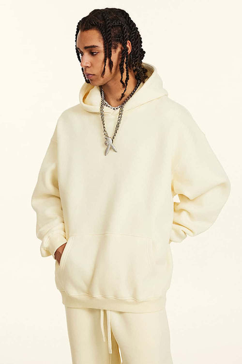 Vintage Relaxed Streetwear Hoodie - Cream Apricot