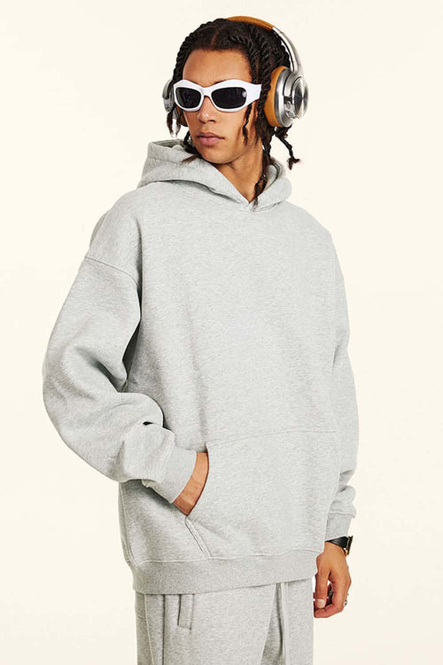 Vintage Relaxed Streetwear Hoodie - Flower Gray