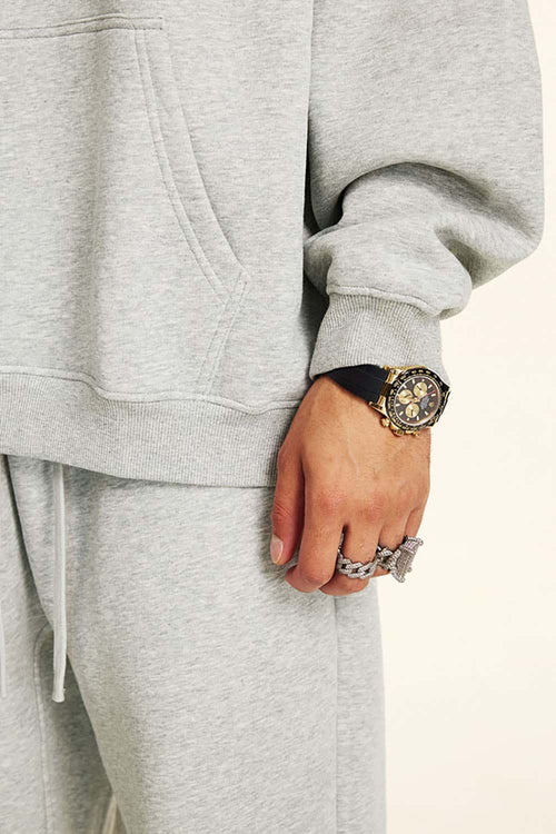 Vintage Relaxed Streetwear Hoodie - Flower Gray
