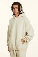 Vintage Relaxed Streetwear Hoodie - Gray Apricot