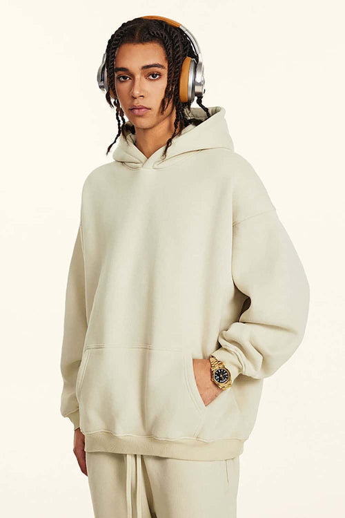 Vintage Relaxed Streetwear Hoodie - Gray Apricot