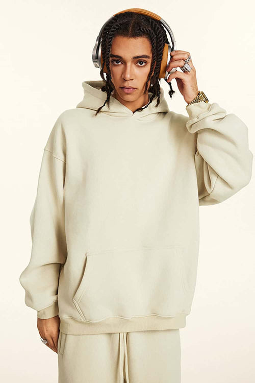 Vintage Relaxed Streetwear Hoodie - Gray Apricot