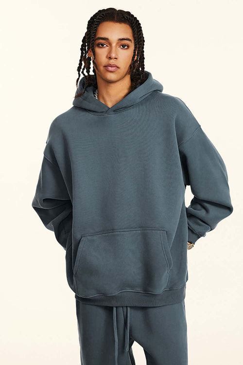 Vintage Relaxed Streetwear Hoodie - Haze Blue