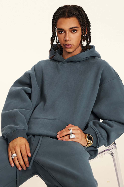 Vintage Relaxed Streetwear Hoodie - Haze Blue