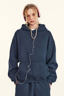 Vintage Relaxed Streetwear Hoodie - Midnight Blue