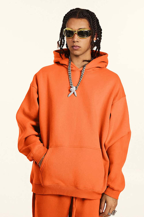 Vintage Relaxed Streetwear Hoodie - Orange
