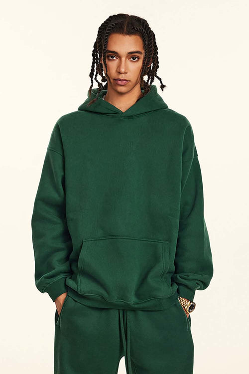 Vintage Relaxed Streetwear Hoodie - Rainforest Green