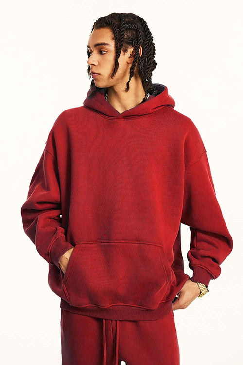 Vintage Relaxed Streetwear Hoodie - Red