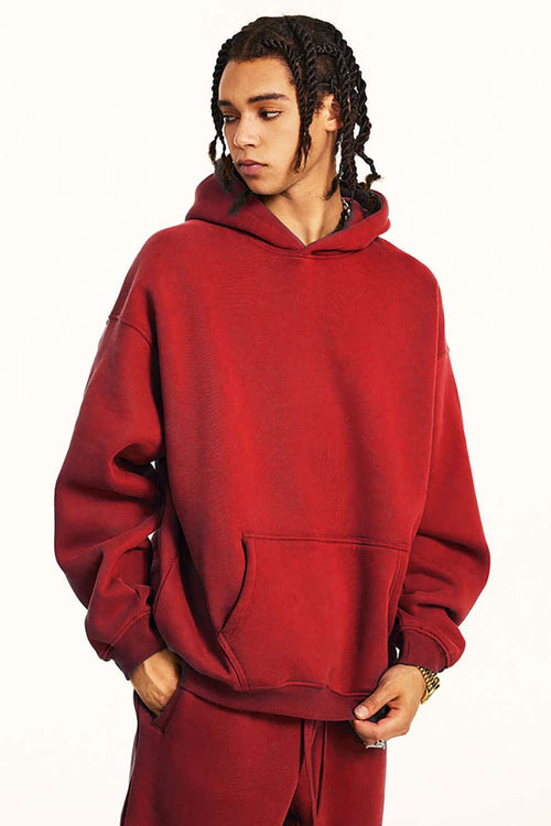 Vintage Relaxed Streetwear Hoodie - Red