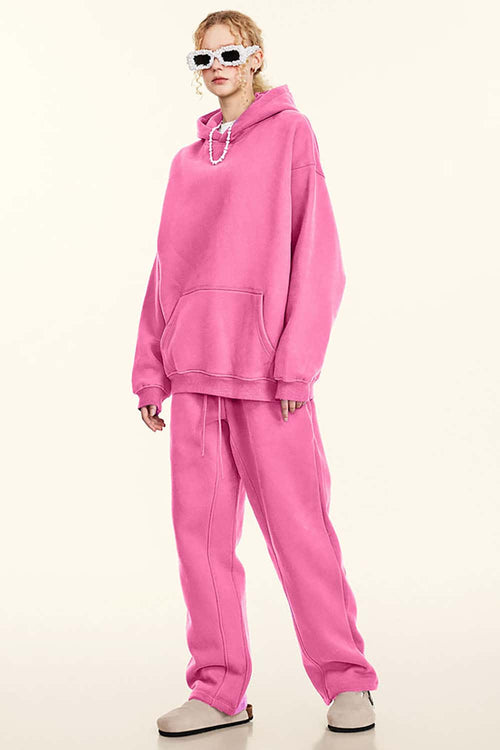 Vintage Relaxed Streetwear Hoodie - Rose Pink
