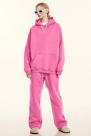 Vintage Relaxed Streetwear Hoodie - Rose Pink