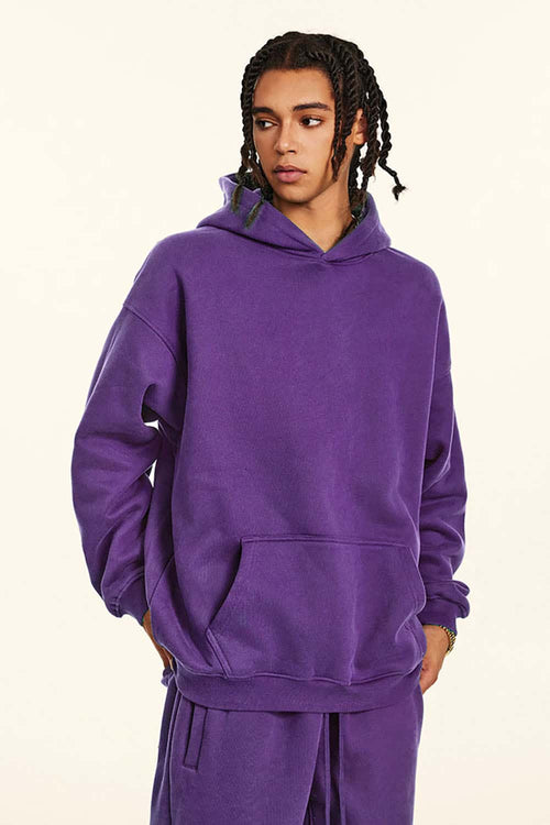 Vintage Relaxed Streetwear Hoodie - Royal Plum