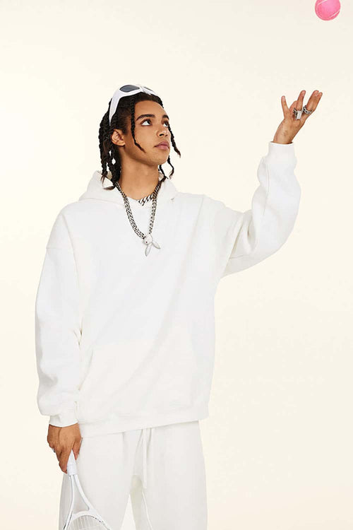 Vintage Relaxed Streetwear Hoodie - White