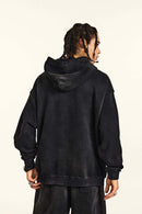Relaxed Washed Graphic Hoodie - Black
